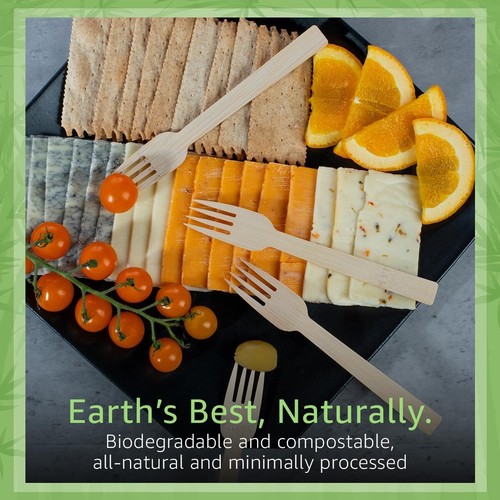 Ibambo 100% Bamboo Forks - 100 Compostable Forks, Disposable or Reusable - Picture 8 of 9