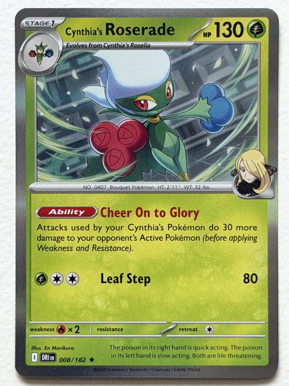 Cynthia's Roserade 8/182 Destined Rivals Rare Holo Near Mint Pokemon