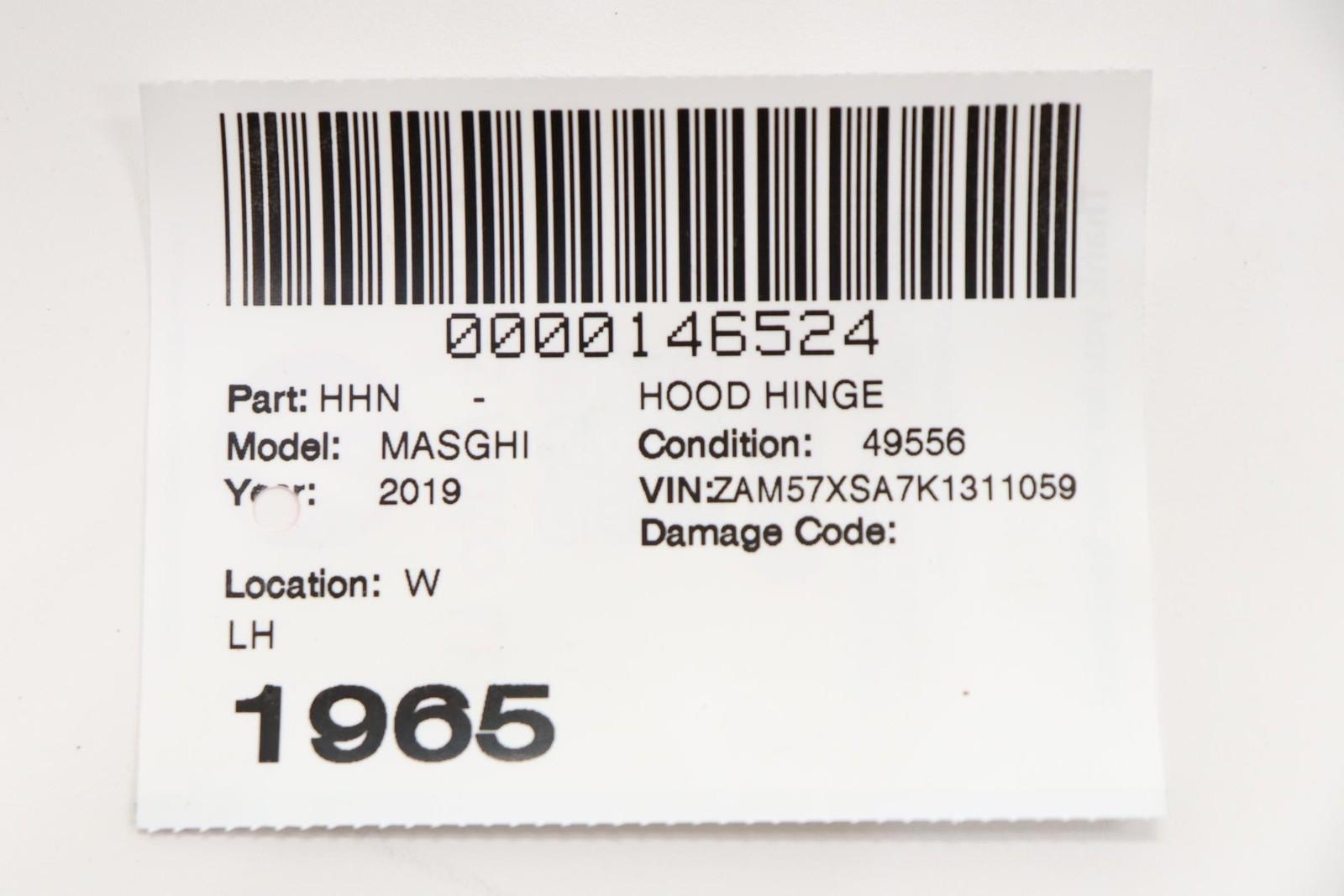 Maserati Ghibli 2014-2024 Front Left Engine lid hinge White