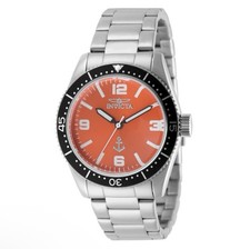 Invicta Men's Pro Diver 38mm Orange Dial Stainless Steel Band Black Bezel 50017