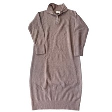 Universal Thread Sweater Dress Women M Brown Henley Mock Neck Midi