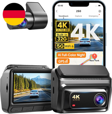 DDPAI Dashcam Auto Vorne Hinten 4K+1080P, Integriertem 32GB Emmc Dash Cam, 4G LT