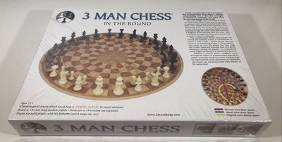 3 Man Chess In The Round Circular 48 Pieces Game - Brand New