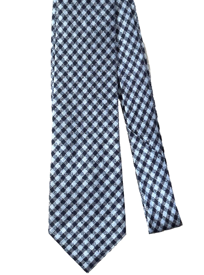 Byron Exclusiva Italiana 100% Seda, Corbata Hombre Azul Cuadros, Texturizada 63x3 1/4 Foto 3 de 4