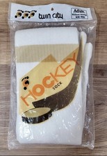 Vintage Ice Hockey Socks 80s White Tan Green Intermediate No Stirrup RM 850 New