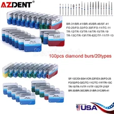 100Pcs/20Box AZDENT Dental Diamond Burs for High Speed Handpiece Medium FG 1.6mm
