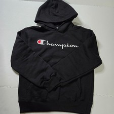 Champion Youth Hoodie Sweatshirt Size S Black Embroidered Logo Pullover