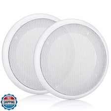 Facmogu 2PCS 4in White Round Speaker Grill Covers, Universal Surface-Mount Ce