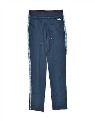 DIADORA Womens Graphic Tracksuit Trousers UK 12 Medium Blue Polyester BI64