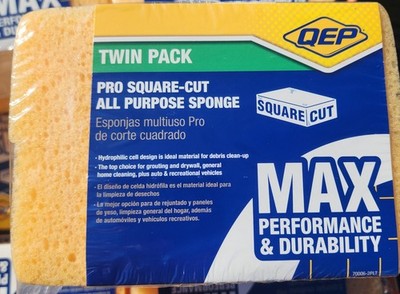 Pack of 4,QEP All Purpose Sponge, Square Cut, 6.75'' X 4.675'' X 2.375'', Twin Pack