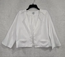 Worthington Women's White Open Front Jacket Size XL Blazer Long Sleeve W/Pockets