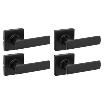 Kwikset bretonischer quadratischer Flur-/Schrankhebel, mattschwarz, 4er-Pack