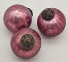 Vintage Bright Pink Kugel Style Glass Crackle Glass Ornament 3" ~ Set Of 3 — photo 10