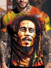 BOB MARLEY Mens T-Shirt Reggae Rasta Dreadlock Rocksteady Jamaica *LARGE*