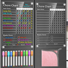 Acrylic Magnetic Chore Chart for KidsChores 12 x 8 inch White-2 Pack