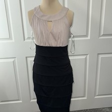 En Focus Studio Dress Womens 4 Black Colorblock Tiered Sheath Party Cocktail
