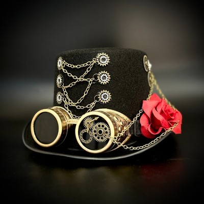 Steampunk Style Mad Mad Hatter Top Hat Feather Halloween Costume Cosplay Hats