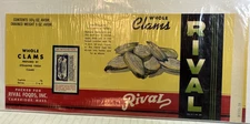 Vintage Rival Whole Clams Label -NOS MCM Can label Seafood Decor Fried Clams VTG