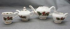 Vintage 5-Piece Mini Porcelain Tea Set with Holly Partial Set 