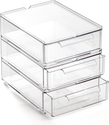 Clear Stackable Storage Drawers, Small - 3 Pack | Clear Storage Drawers