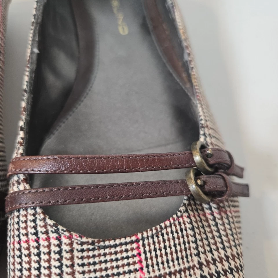 Bandolino Brown Plaid Heels Pumps Womens Size 6.5M Shoes - Image 2 of 4