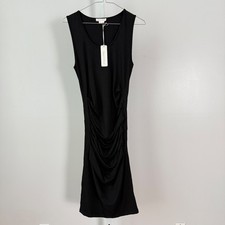 Ingrid Isabel Black Sleeveless Ruched Midi Dress Size S Made in USA
