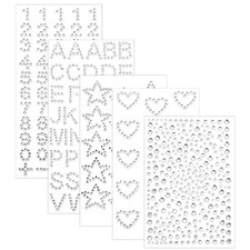 5Pcs Rhinestone Stickers Heart Numbers Letters Sticker Self-Adhesive Glitter ...