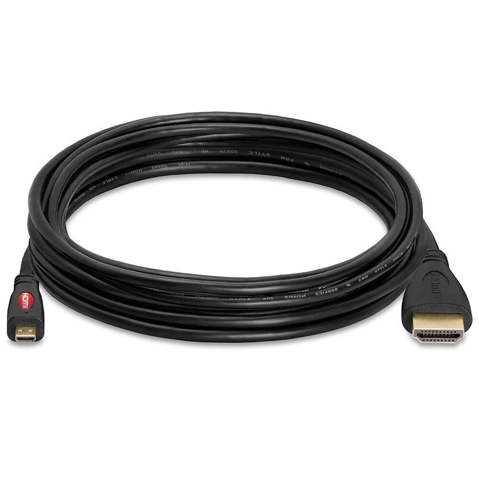 10FT Micro HDMI Male to HDMI Male Cable Adapter 4K 1080P Ethernet Audio Return - Image 3 of 4