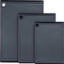 Kikcoin Plastic Cutting Boards for Kitchen, 3-Piece Large Cutting Board Set D...