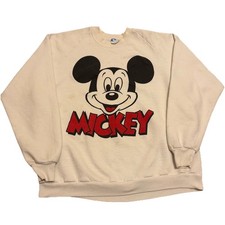 Vintage 80s Mickey Mouse Big Face White Crewneck Sweatshirt Disney