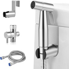 Stainless Steel Handheld Bidet Sprayer Kit Adjustable Pressure Brass T Valve Set