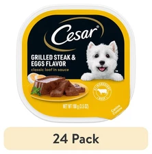 Cesar Classic Loaf Dog Food 24pk - Grilled Steak & Eggs in Sauce, 3.5oz Trays