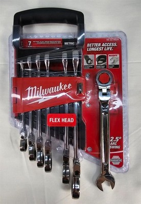 Milwaukee 7 PIECE Flex-Head Ratcheting Combination Wrench Set Metric 48-22-9529