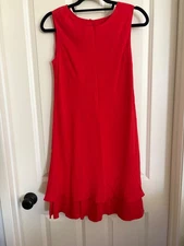 Vintage New TESS 100% Silk Red Dress Size 4 Short Lined Sleeveless  NWOT