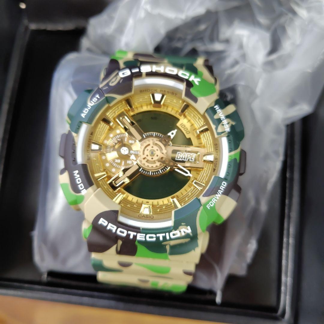 G-SHOCK x BAPE 25th GA-110APE Limited Edition Watch Gold Dial Camouflage New