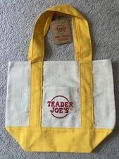 Trader Joes Mini Canvas Tote Bag Yellow🔥New With Tags🔥