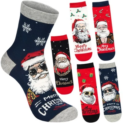 BRUBAKER 5 Paar Herren Weihnachtssocken - Buntes Sockenset für Weihnachten - Unisex