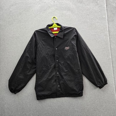 VINTAGE Fox Racing Men Jacket XL Black Y2K Logo Activewear Snap