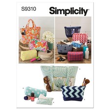 Simplicity Bag Sewing Pattern | 2 Totes, 8 Cosmetic Bags, Tissue Cover | One