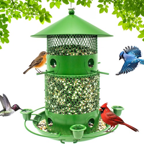 Metal Bird Feeder for Outside, Squirrel Proof Wild Bird Feeders for Outdoors ...