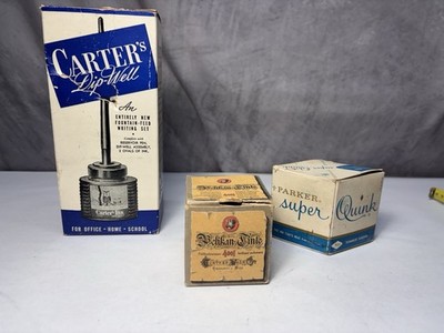 Vintage Carter's Dip Well, Quink  and Pelikan Inks IOB   SI-28