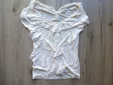 Banana Republic V-neck Flowy Blouse Top XS-P White Ruffles Cap Sleeves