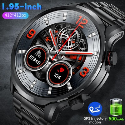 Smartwatch Herren 195 Zoll HD Display Sport Fitness Uhr GPS IP68 Bluetooth Anruf