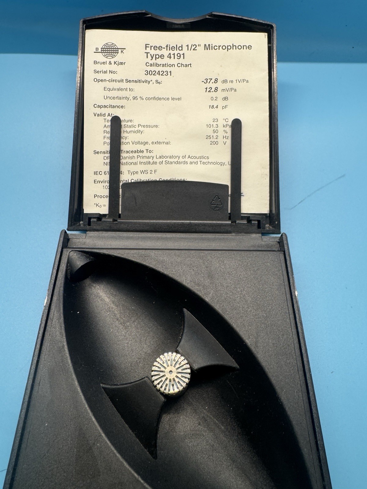 Bruel & Kjaer 4191 Free-Field 1/2" Microphone Only Used, Preowned Item