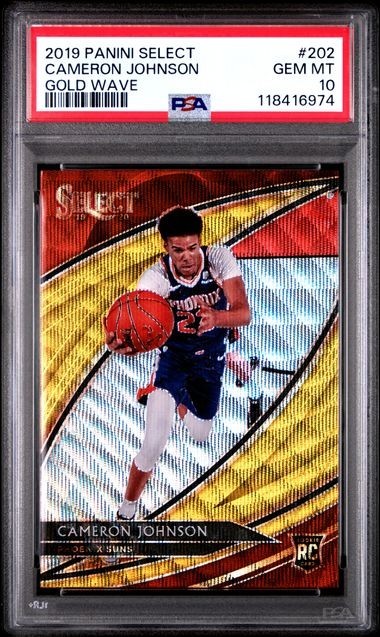Cameron Johnson 2019 Panini Select RC Courtside Gold Wave PSA 10 #202 Suns