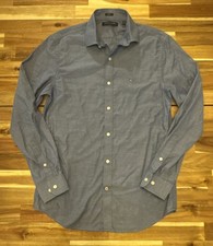 Tommy Hilfiger Mens Slim Fit Shirt Medium Blue 100 Cotton
