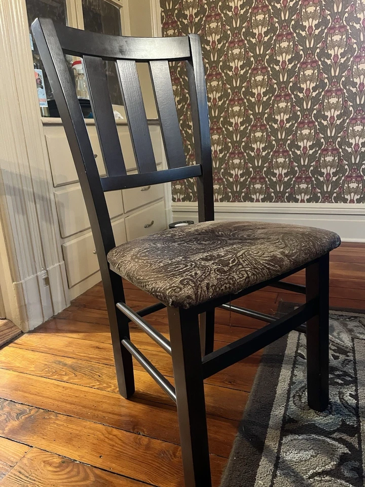 Large dark brown countertop Dining Room Table with 6 Matching Chairs - Image 3 of 4