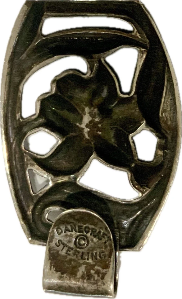 Vintage Danecraft Bracelet Sterling Silver Lily Floral Panel 925 Signed 7.25” - Image 2 of 4