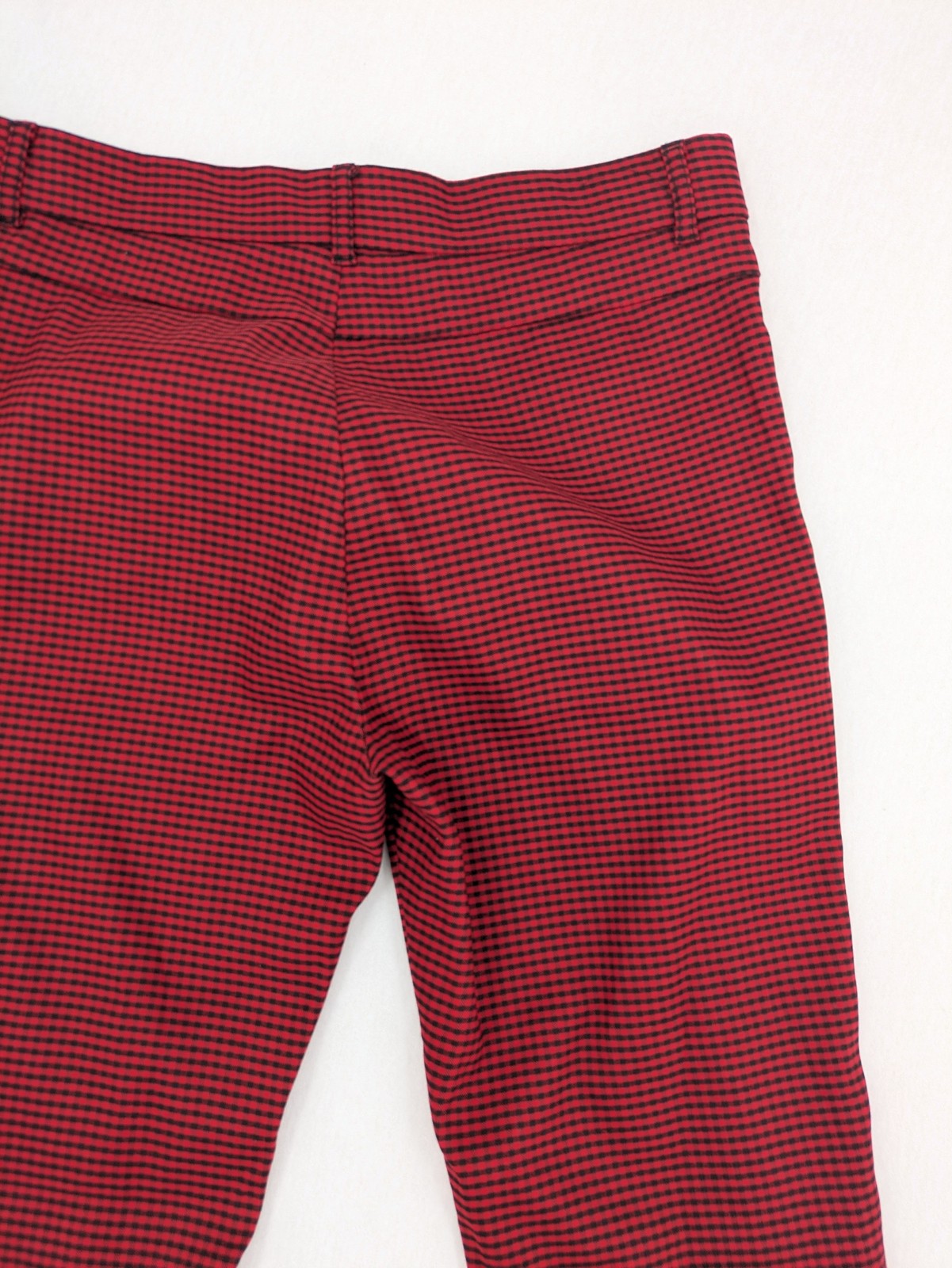 ZARA Mens Trousers XL Red Black Gingham Check Slim Fit Stretch Pants image 9