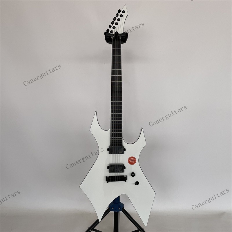 Solid Electric Guitar Stainless Rounded Fret Edge Black Hardware White From US